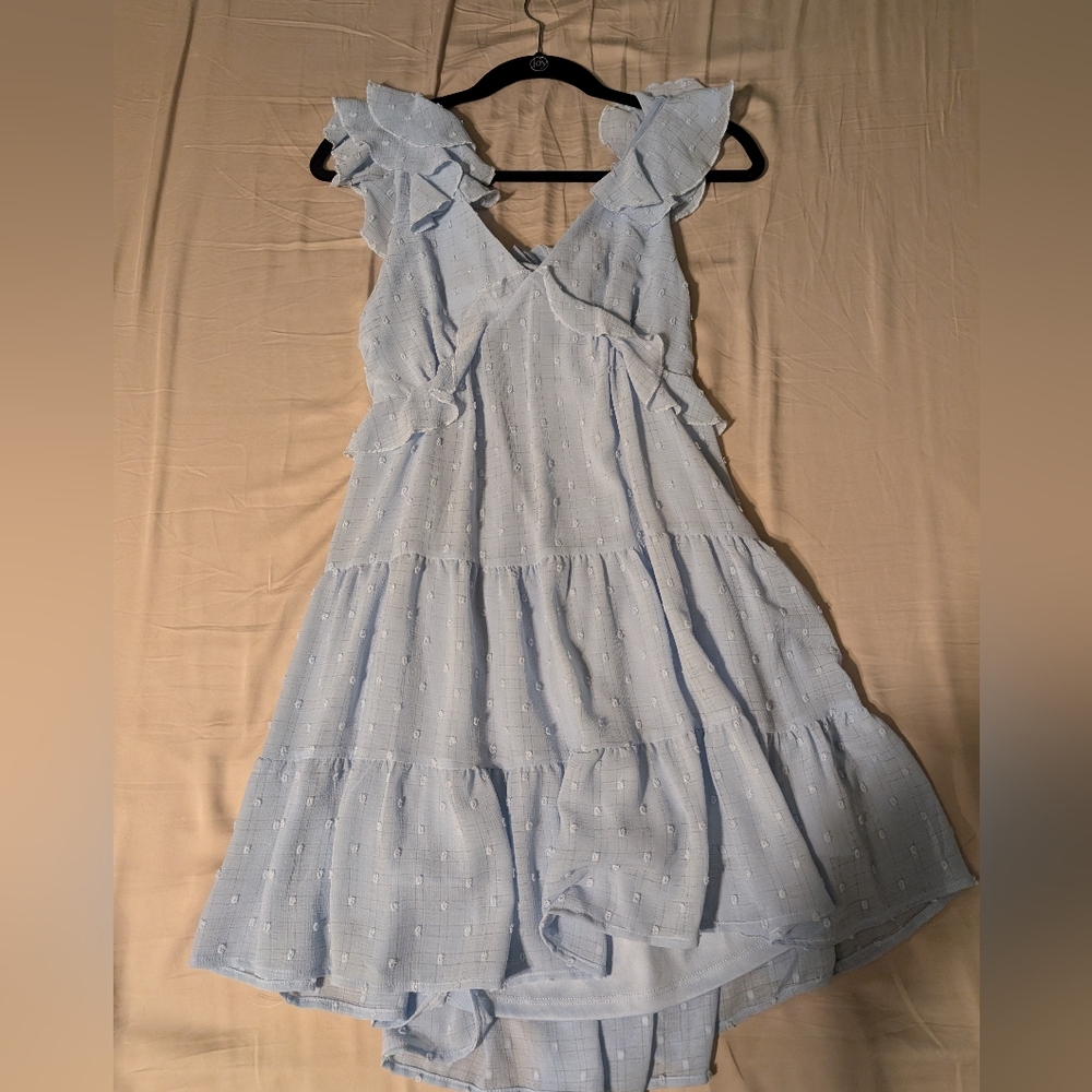 Francesca's Collections Blue Ruffled Tiered Mini Dress